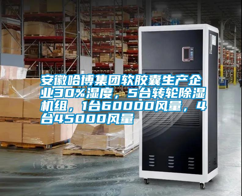 安徽哈博集團軟膠囊生產企業30%濕度，5臺轉輪除濕機組，1臺60000風量，4臺45000風量